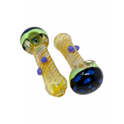4" Slime Tube Head Silver Fumed Spiral Hand Pipe (Pack Of 2) - [ZD99]